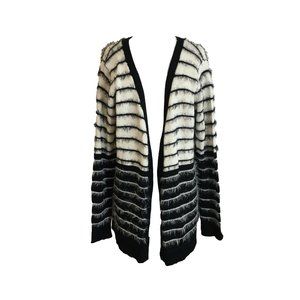 Questions Black White Stripe Cardigan Medium
